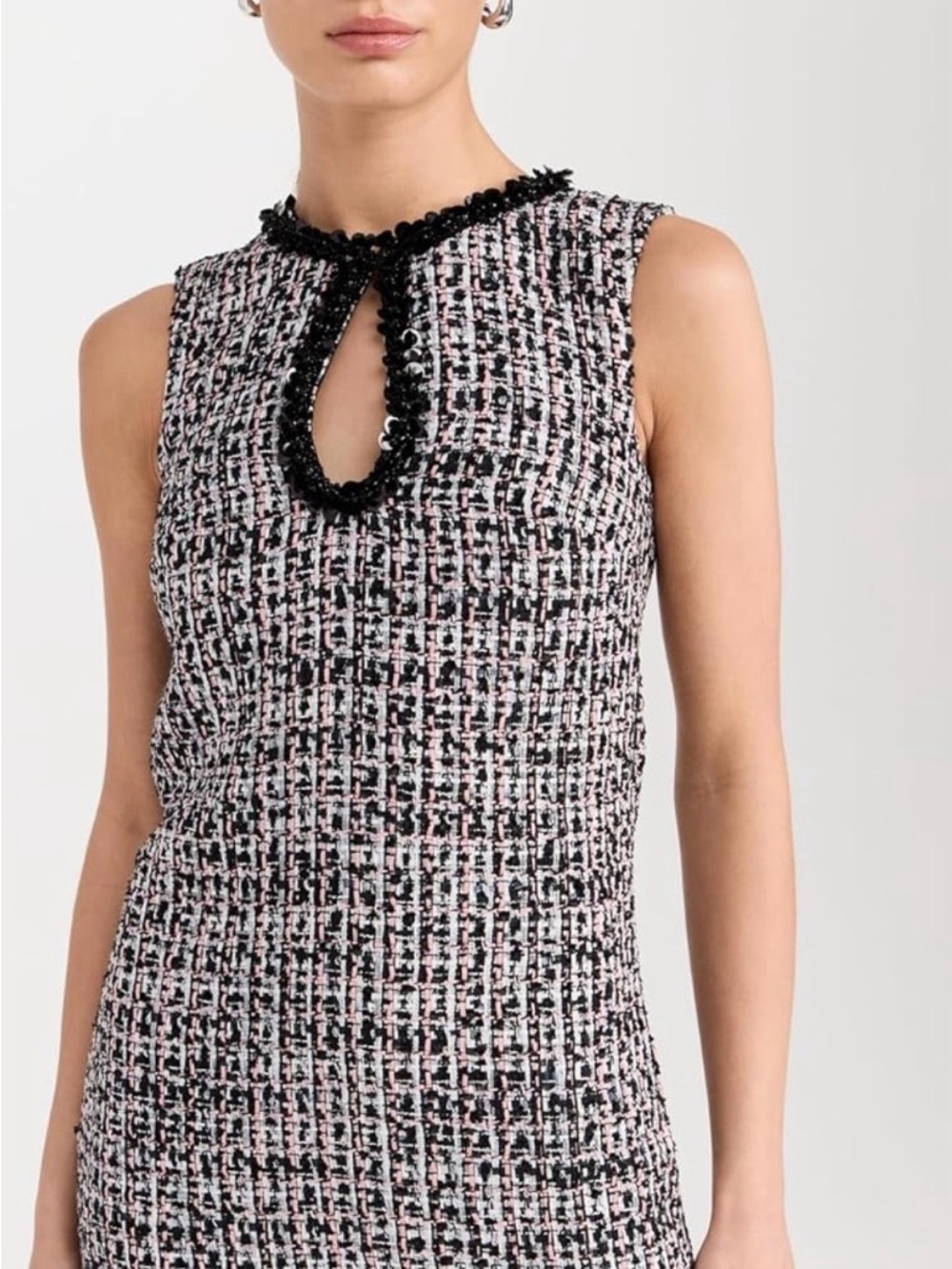 Self-Portrait Black and Pink Tweed Mini Dress